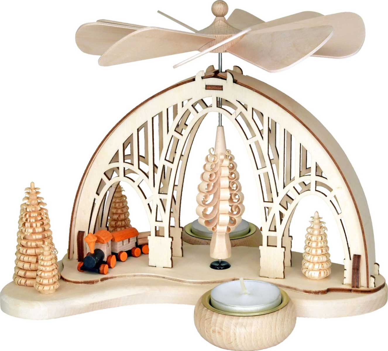 Tischpyramide, Eisenbahnviadukt, 2 Teelichthalter Tischpyramide, Eisenbahnviadukt, 2 Teelichthalter