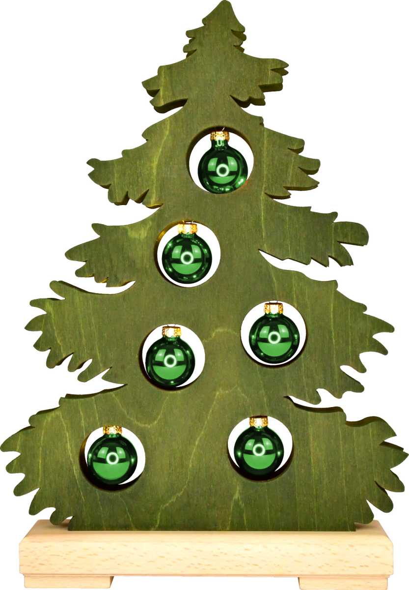 Tanne kl., grün gebeizt, grüne Kugeln Tanne kl., grün gebeizt, grüne Kugeln