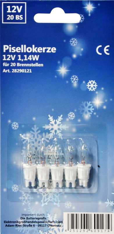 Ersatzglühlämpchen 5 St. f.20er Kette, 12 V, 1,14 W