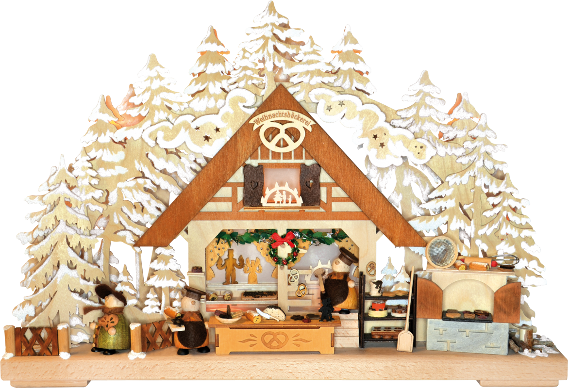 3D-Schwibbogen kl., Weihnachtsbäckerei, Raureif