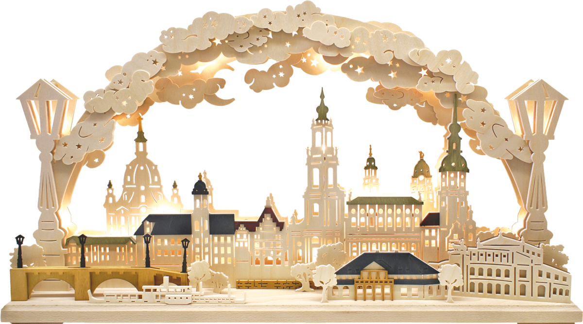 3D-Schwibbogen gr., Silhouette Dresden