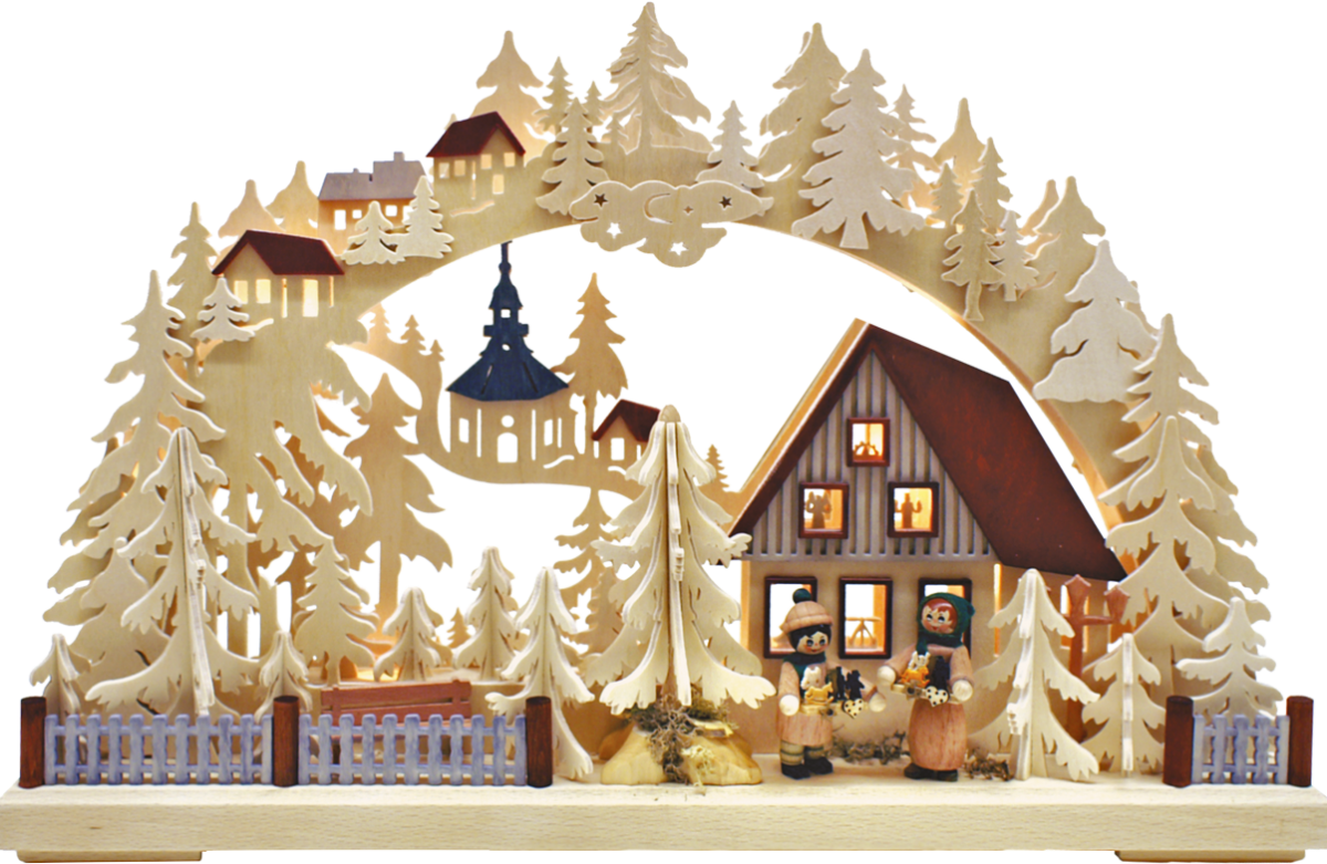 3D-Schwibbogen kl., Striezelkinder an der Tanne