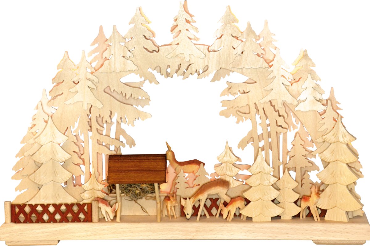 3D-Schwibbogen kl., Rehe an der Futterkrippe