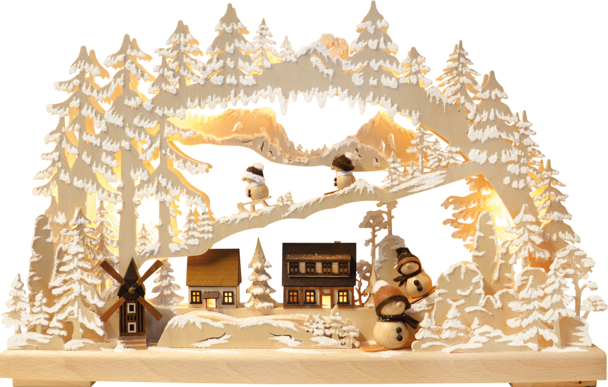 3D-Schwibbogen kl., Winterdorf, Raureif