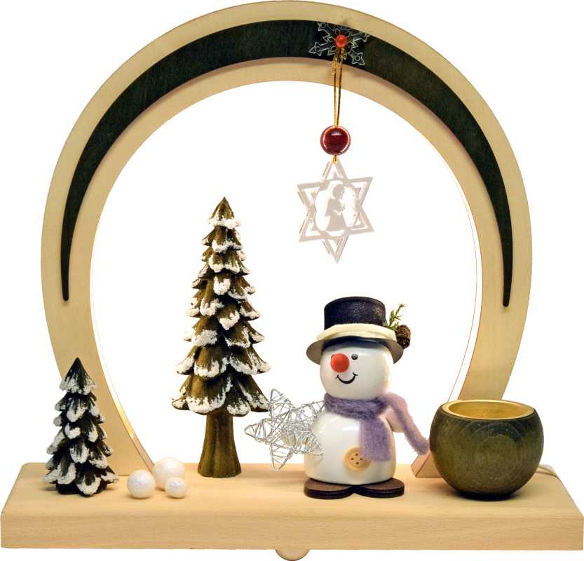 LED-Bogen, grün, Schneemann mit Flocke