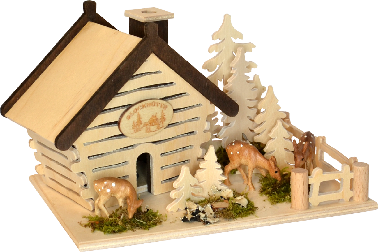 Räucherhaus, Blockhütte, Rehe