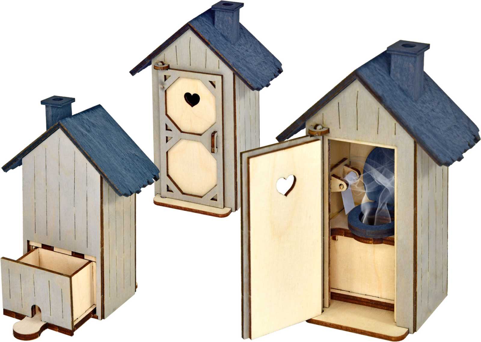 Räucherhaus Toilettenhäuschen, grau, Plumsklo, Toilette