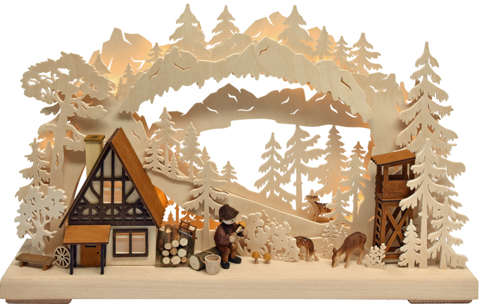 3D-Schwibbogen kl., Pilzsammler am Waldhaus
