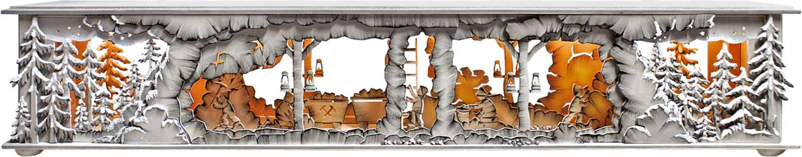 Raumleuchte groß, für Bergbau, handbemalt grau, Raureif