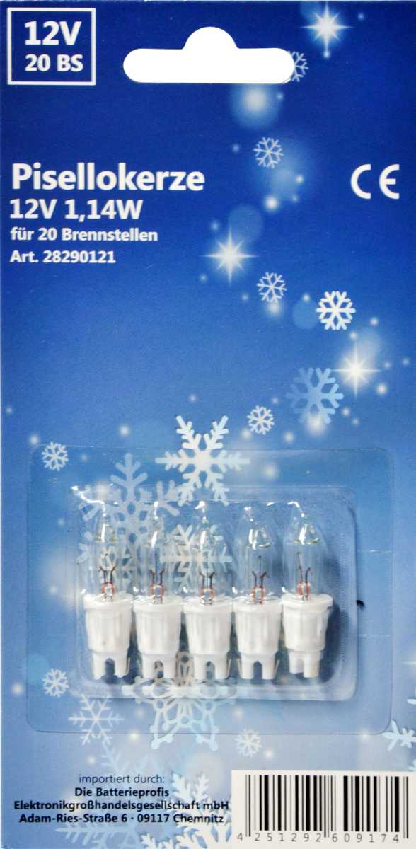 Ersatzglühlämpchen 5 St. f.20er Kette, 12 V, 1,14 W