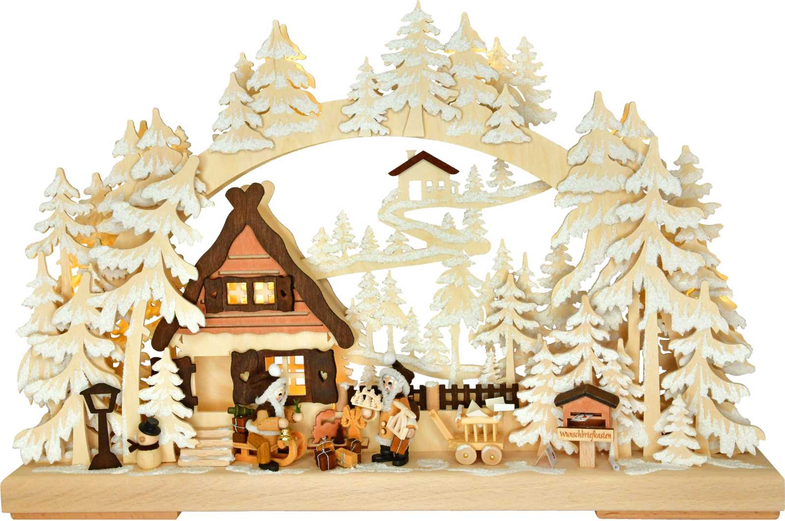 3D-Schwibbogen kl., Weihnachtswünsche, Raureif