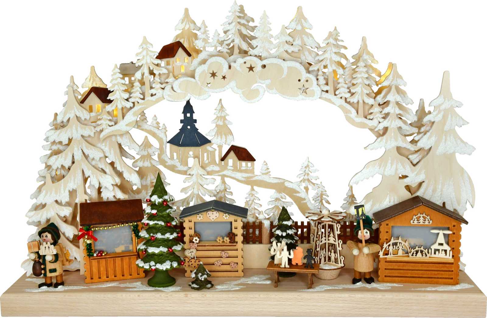 3D-Schwibbogen kl., Seiffener Weihnachtsmarkt, Raureif