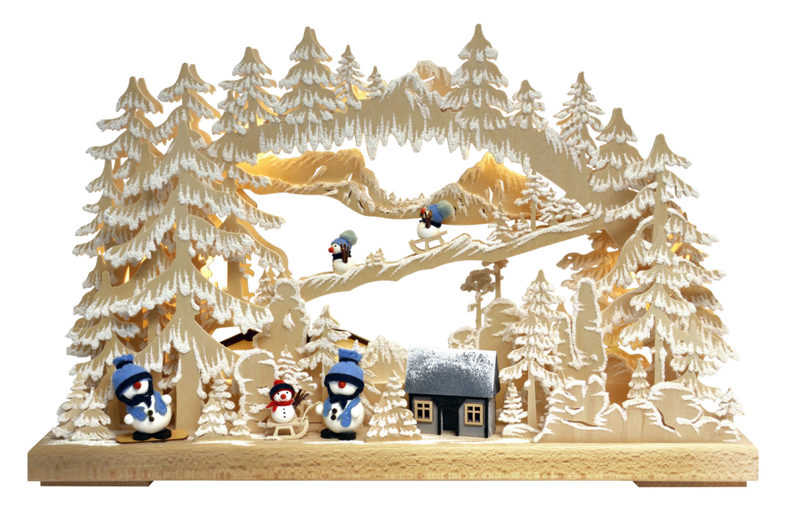 3D-Schwibbogen kl., Schneemannglück, Raureif
