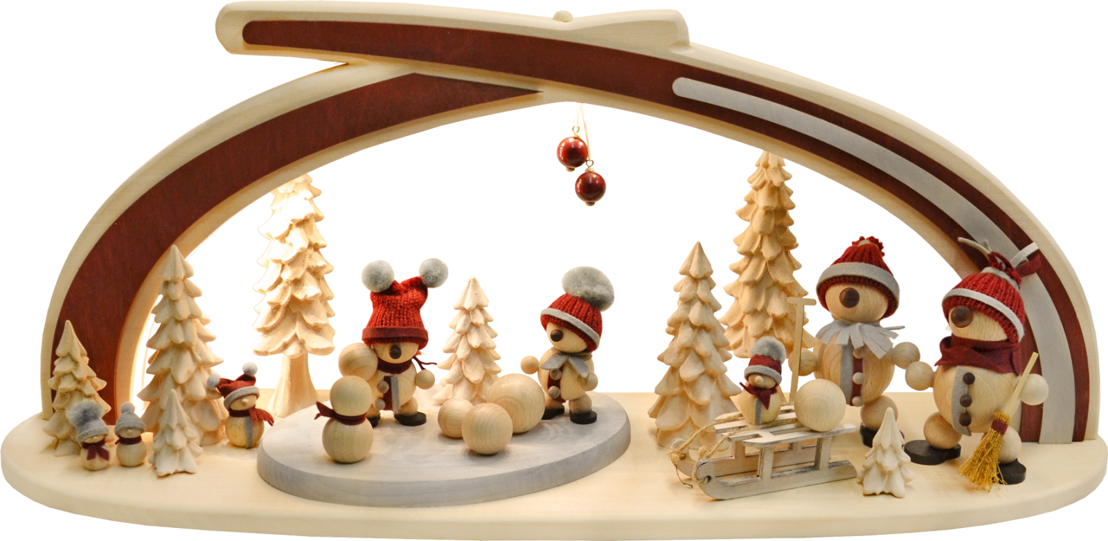 Massivholzbogen, Schneebällchen, rot