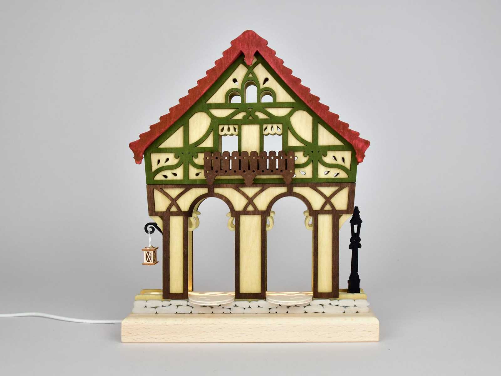 Fachwerkhaus grün für Sammlerfiguren