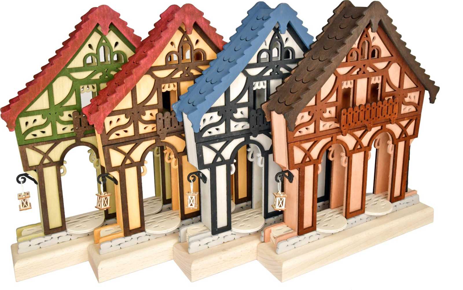 Fachwerkhaus grün für Sammlerfiguren