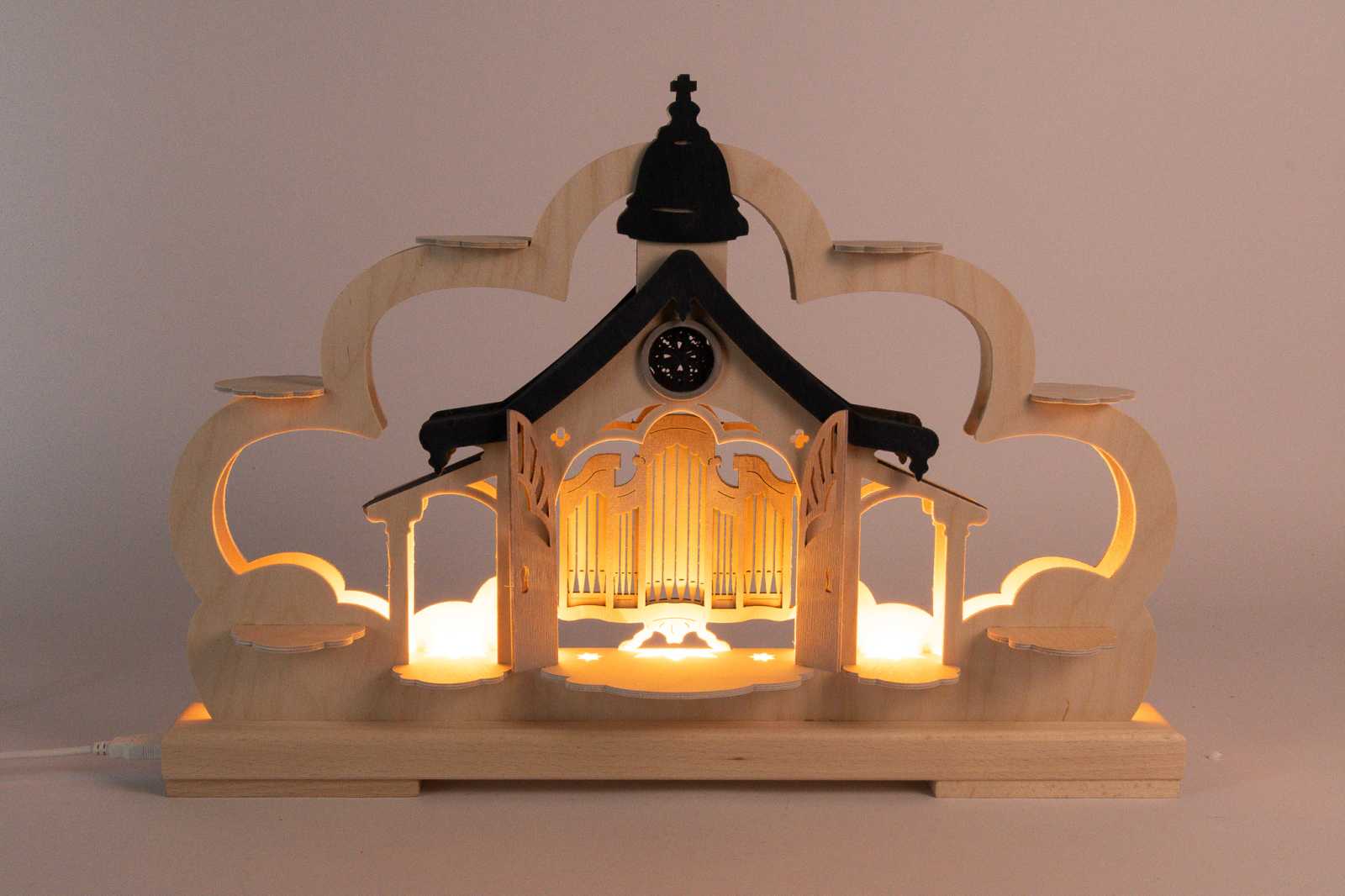 Schwibbogen kl., Kirche blau für Sammlerfiguren