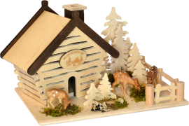 Räucherhaus, Blockhütte, Rehe