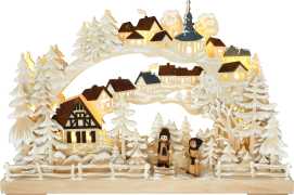 3D-Schwibbogen klein, Winterwanderung, farbig, Raureif