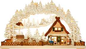 3D-Schwibbogen gr., Handwerker am Wildgehege, Raureif