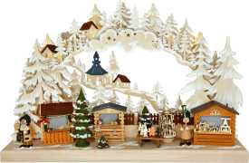 3D-Schwibbogen kl., Seiffener Weihnachtsmarkt, Raureif
