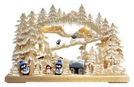 3D-Schwibbogen kl., Schneemannglück, Raureif