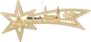 Fensterbild, beleuchtet, Sternschweif, Dresden, farb. Dächer
