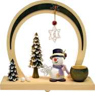 LED-Bogen, grün, Schneemann mit Flocke